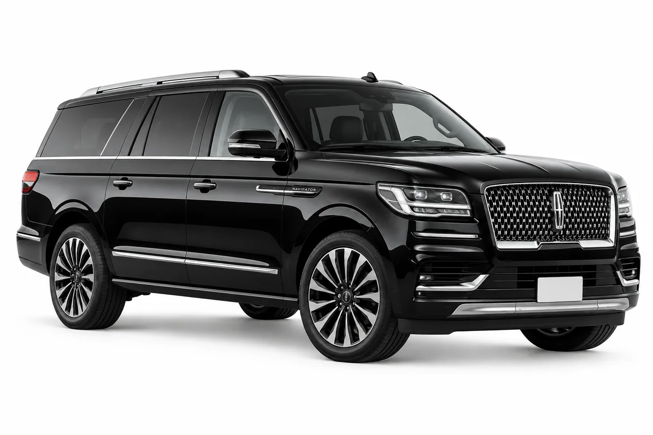 Illustrative black full-size luxury SUV (Lincoln Navigator L) on a white studio background